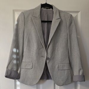 Stylish Women's Striped Blazer in Gray